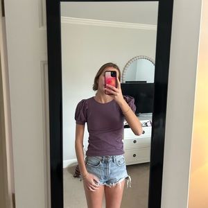 Creamie purple puff sleeve top